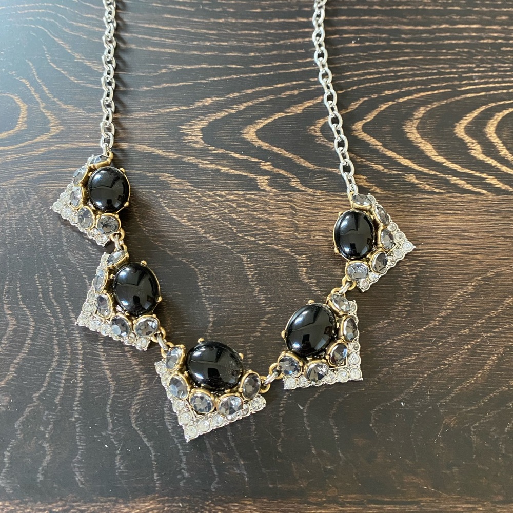 Stella& Dot Rory Statement Necklace Black & Rhinestone